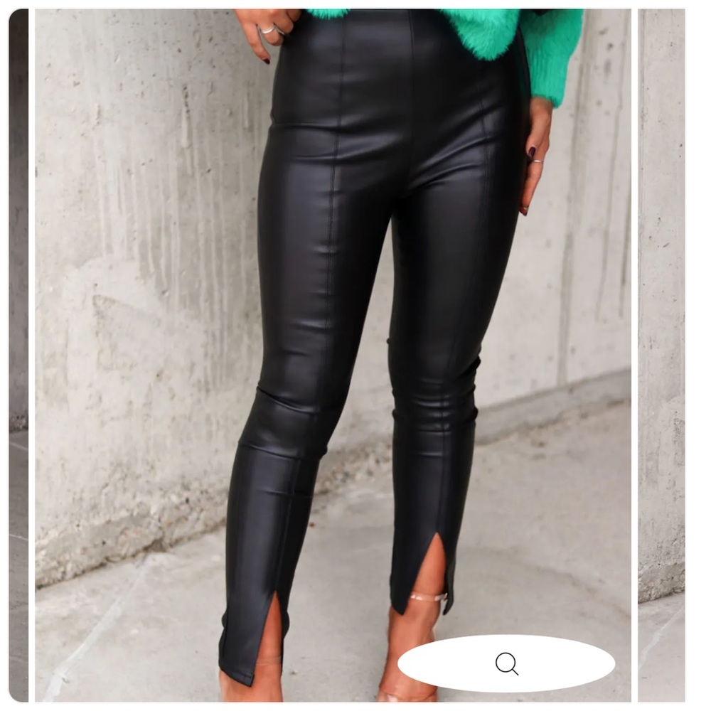 Vici Split Hem Faux Leather Pants